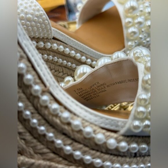 🆕 GIANNI BINI 🧿 NWOB Savanna Pearl Ornamented Platform Wedge Sandals, Sz 7.5 - Picture 11 of 12